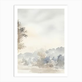 Neutral Landscape Watercolour Tree Vintage 3 Art Print