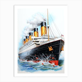 Titanic Onboarding Pencil Illustration 2 Art Print