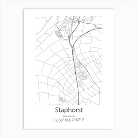 Staphorst,Netherlands Minimalist Map Art Print