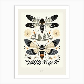 Colourful Insect Illustration Fly 4 Poster Art Print