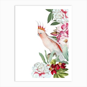 Cockatoo Vintage Floral  Art Print