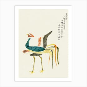 Japanese Vintage Original Woodblock Print Of Crane From Yatsuo No Tsubaki, Taguchi Tomoki 2 Art Print
