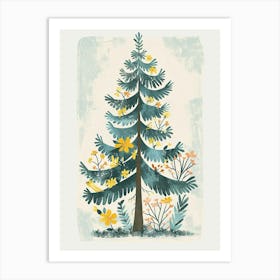 Douglas Fir Tree Illustration Flat 1 Art Print