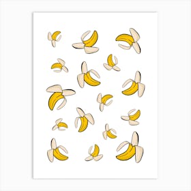 Banana Pattern on a White Background Art Print