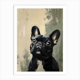 Minimal Frenchie With Blue Background 2 Art Print