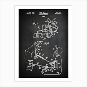 Construction Gift, Backhoe Loader, Construction Print, Construction Blueprint, Boys Construction Room, Boy Wall Decor,Backhoe Control,Cc8561 Art Print