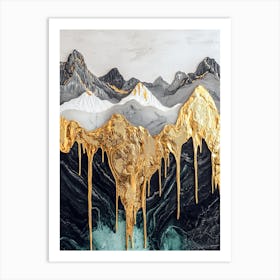 Zagros Range Golden Peaks - Nature’s Elegance Art Print