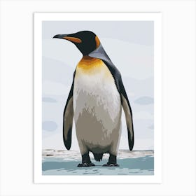 Emperor Penguin Dunedin Taiaroa Head Minimalist Illustration 1 Art Print