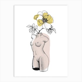 Nude With Flower Art Print