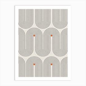 Beige Geo Wavy Lines Art Print