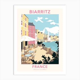 Biarritz, France, Flat Pastels Tones Illustration 2 Poster Art Print