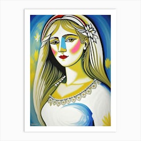 Woman With Long Blonde Hair Art Print