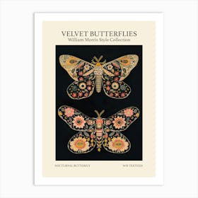 Velvet Butterflies Collection Nocturnal Butterfly William Morris Style 5 Art Print