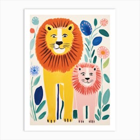 Colourful Kids Animal Art Lion 10 Art Print