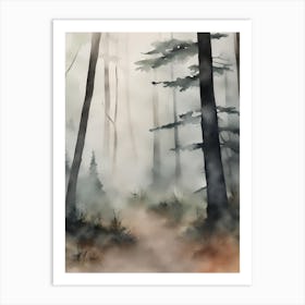 Foggy Fall Forest Art Print