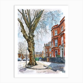 Islington London Borough   Street Watercolour 3 Art Print