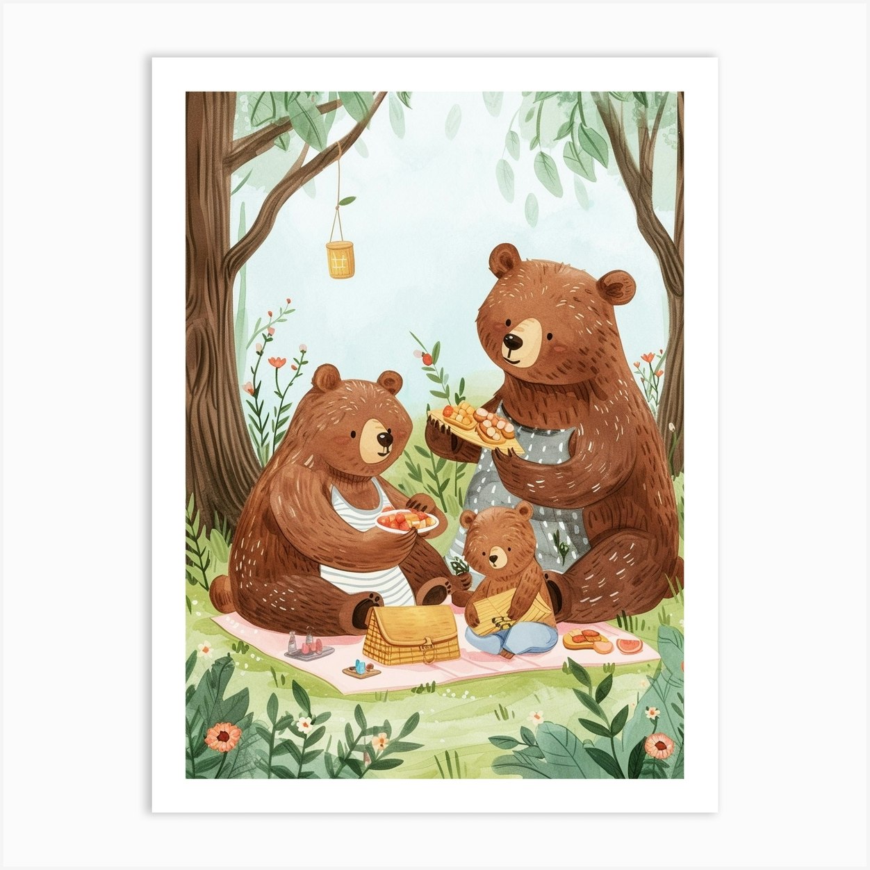 Bears Family Art Print | Large Bears Family Art Print | Large