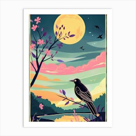 Crow In The Moonlight Art Print