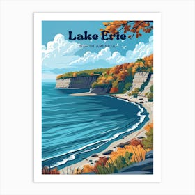 Lake Erie Ohio Travel Illustration Art Print