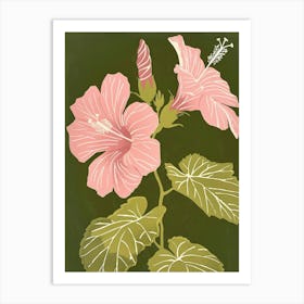 Pink & Green Hibiscus 1 Art Print