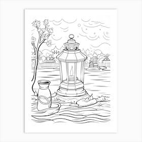 The Floating Lantern Scene (Tangled) Fantasy Inspired Line Art 3 Art Print