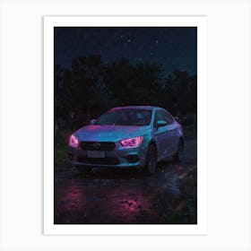 Car In The Rain Art Print