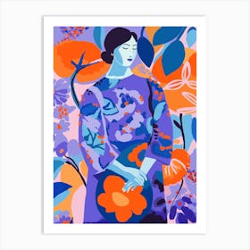 Woman In Flower Garden Art Print