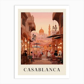 Casablanca Morocco 4 Vintage Pink Travel Illustration Poster Art Print