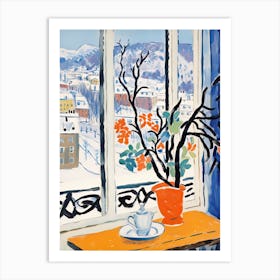 The Windowsill Of Zurich   Switzerland Snow Inspired By Matisse 4 Art Print