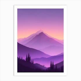 Misty Mountains Vertical Composition In Purple Tone 70 Art Print