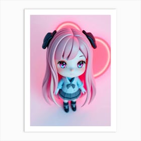 Pink Haired Puppet Girl Art Print