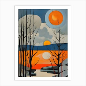 Sunset Over The Lake Art Print