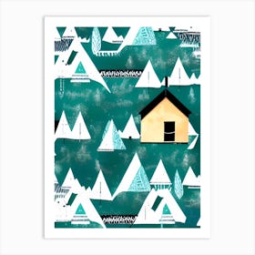 Nordic Forest Blue Lodge Art Print
