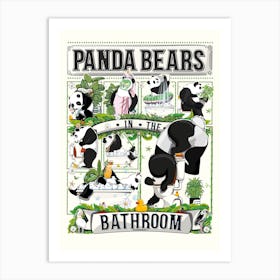 Panda Bears In The Bathroom Art Print