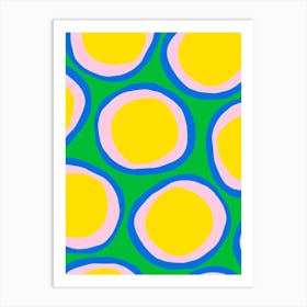 Yellow And Pink Circles 1 Art Print