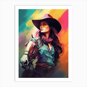 Watercolour Cowgirl 2 Art Print