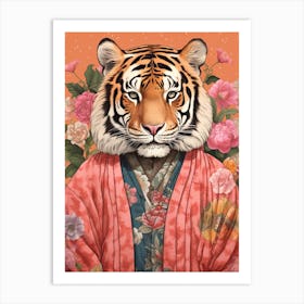 Tiger Illustrations Wearing A Kimono 3 Art Print
