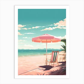 Beach Chairs And Umbrella 2 Art Print