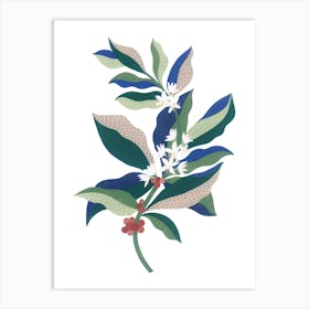 Coffee Plant Botanical Gouache Painting Art Print