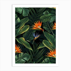 Bird Of Paradise Seamless Pattern 13 Art Print