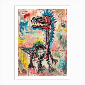 Wild Cartoon Brushstroke Dinosaur 3 Art Print