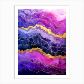 Abstract Purple And Gold Abstract Background Art Print