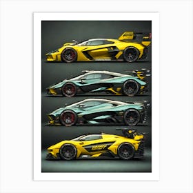 Four Supercars Art Print