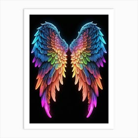 Neon Angel Wings 10 Art Print
