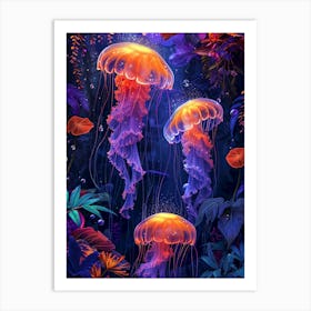 jelly fish painting Art Print