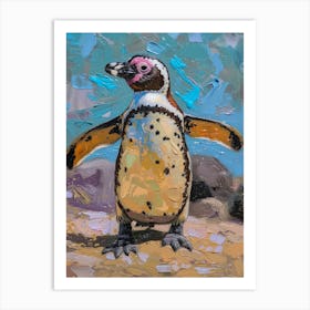 Galapagos Penguin Saunders Island Colour Block Painting 3 Art Print