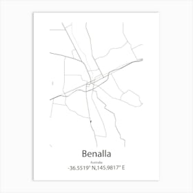 Benalla,Australia Minimalist Map Art Print