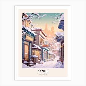 Vintage Winter Travel Poster Seoul South Korea 3 Art Print