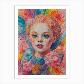 Little Girl With Colorful Hair Art Print