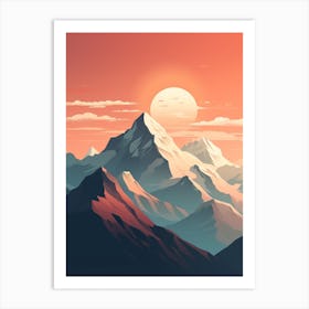 Mount Everest 3 Hiking Trail Landscape Art Print